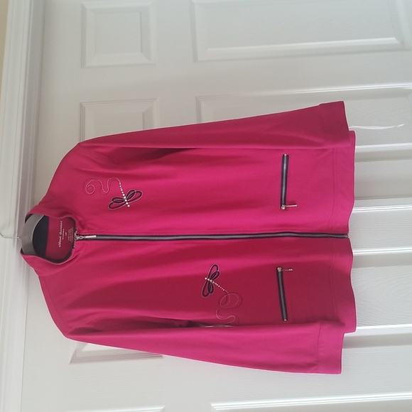 Alfred Dunner Pink Rhinestone Dragonfly Embroidered Lightweight Jacket - Picture 2 of 12